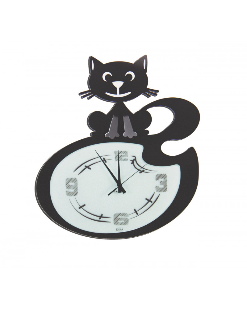 orologio da parete simpatico con gatto stilizzato colore nero