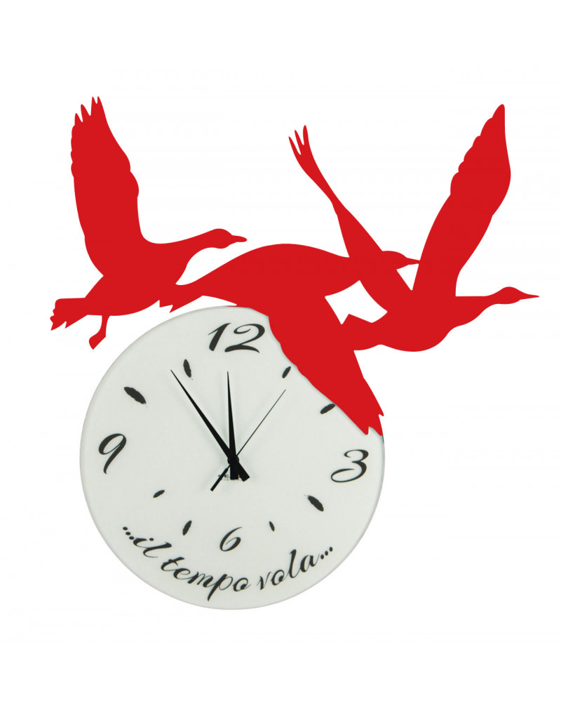 orologio di parete particolare Volare colore rosso