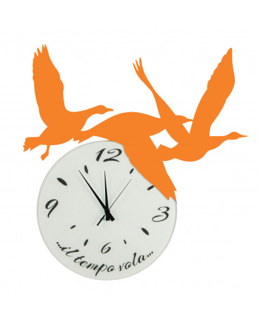 orologio di parete particolare Volare colore arancione