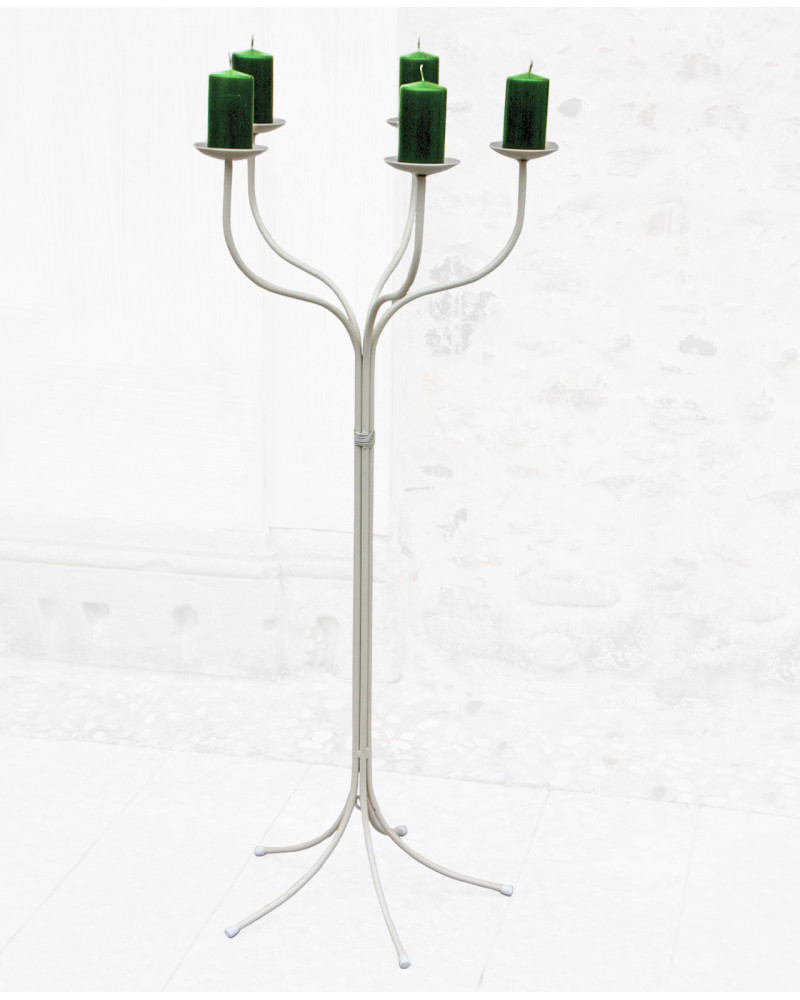 Candelabro da terra 5 braccia in ferro battuto h 135 cm