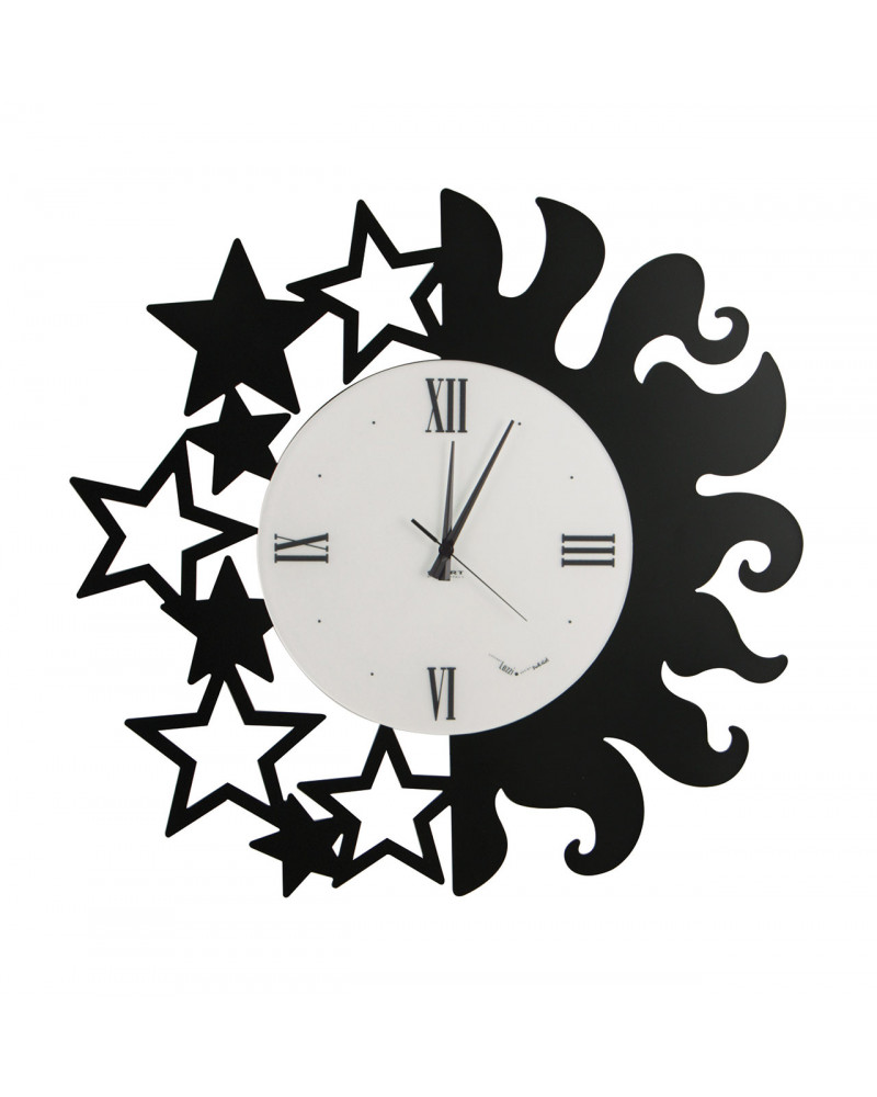 orologio da parete particolare Sole e Stelle colore nero
