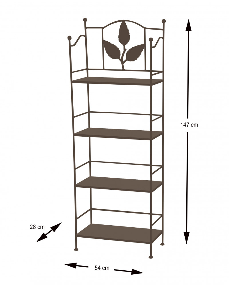 etagere ferro 4 ripiani foglie colore marrone