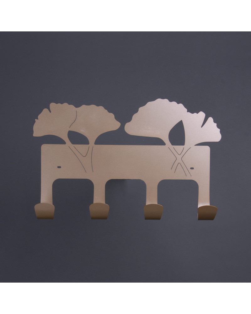 Appendiabiti Da Parete In Metallo Con Ganci A Foglia Di Ginkgo Biloba, Decorativo Per Ingresso E Soggiorno, Oro, 85x34 Cm