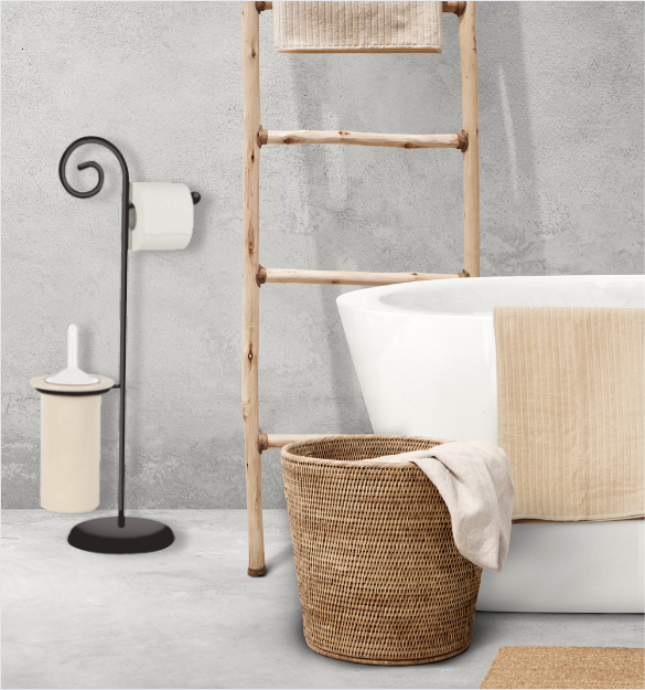 Porta Carta Igienica Da Terra Con Mensola - Acciaio Inox 18/8 E Base In Marmo, Altezza 76.2 Cm, BPH229-2