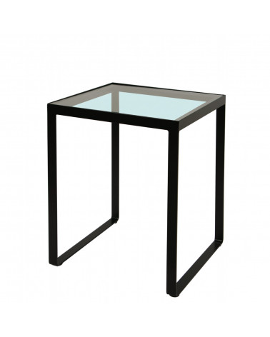 tavolino in ferro con ripiano in vetro colore nero