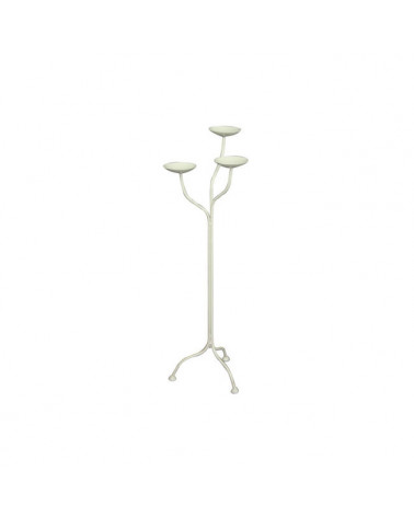 Candelabro in ferro battuto da terra a 3 braccia colore bianco