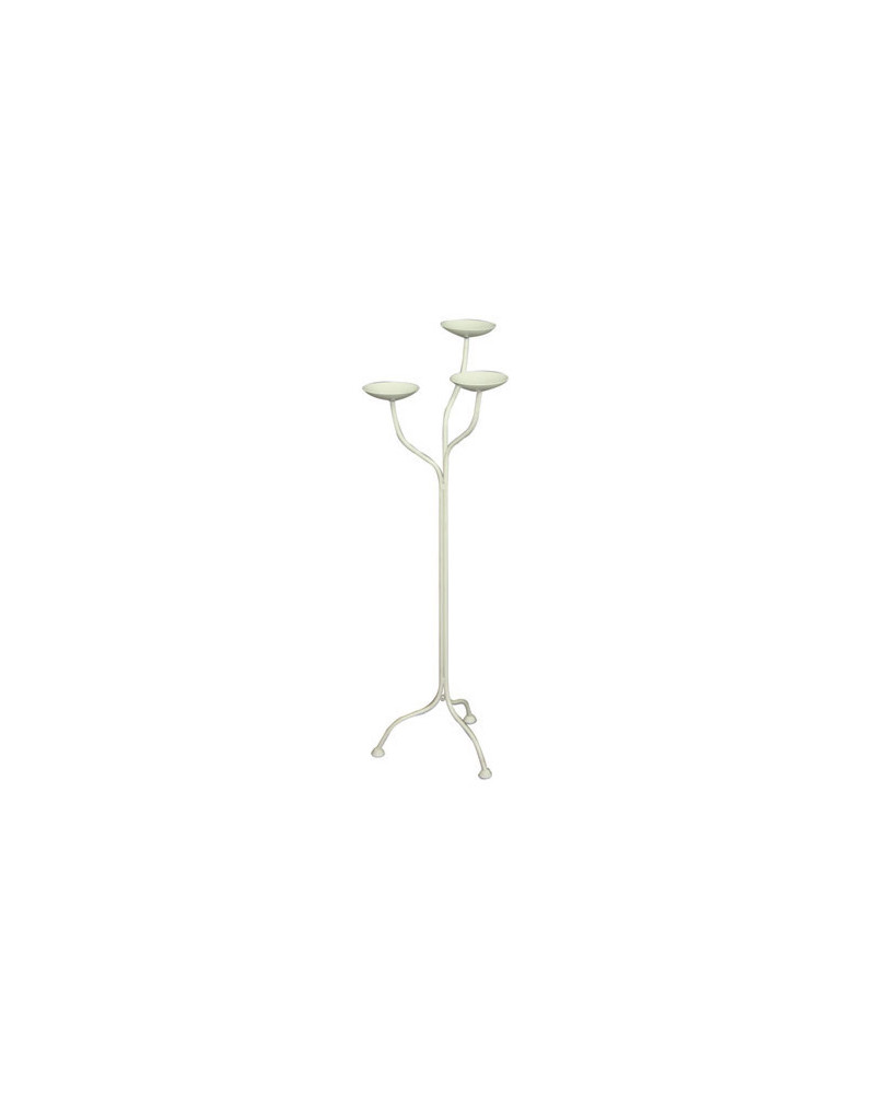 Candelabro in ferro battuto da terra a 3 braccia colore bianco