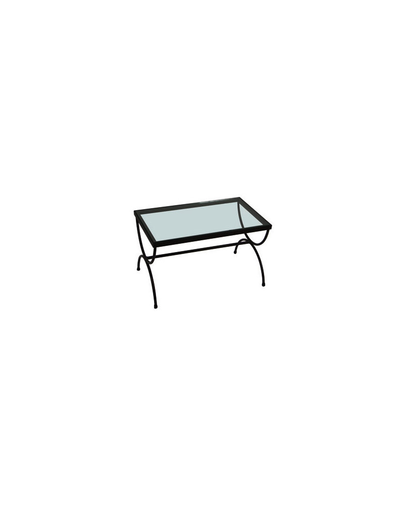 Tavolino in ferro basso con vetro