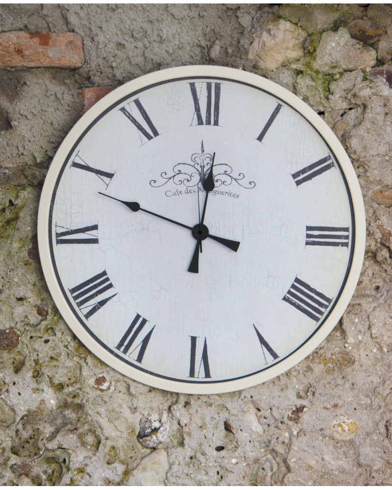 Orologio Da Parete Cafè Noir In Stile Bistrò Parigino - Quadrante Ardesia Con Tema Caffè, Diametro 34 Cm