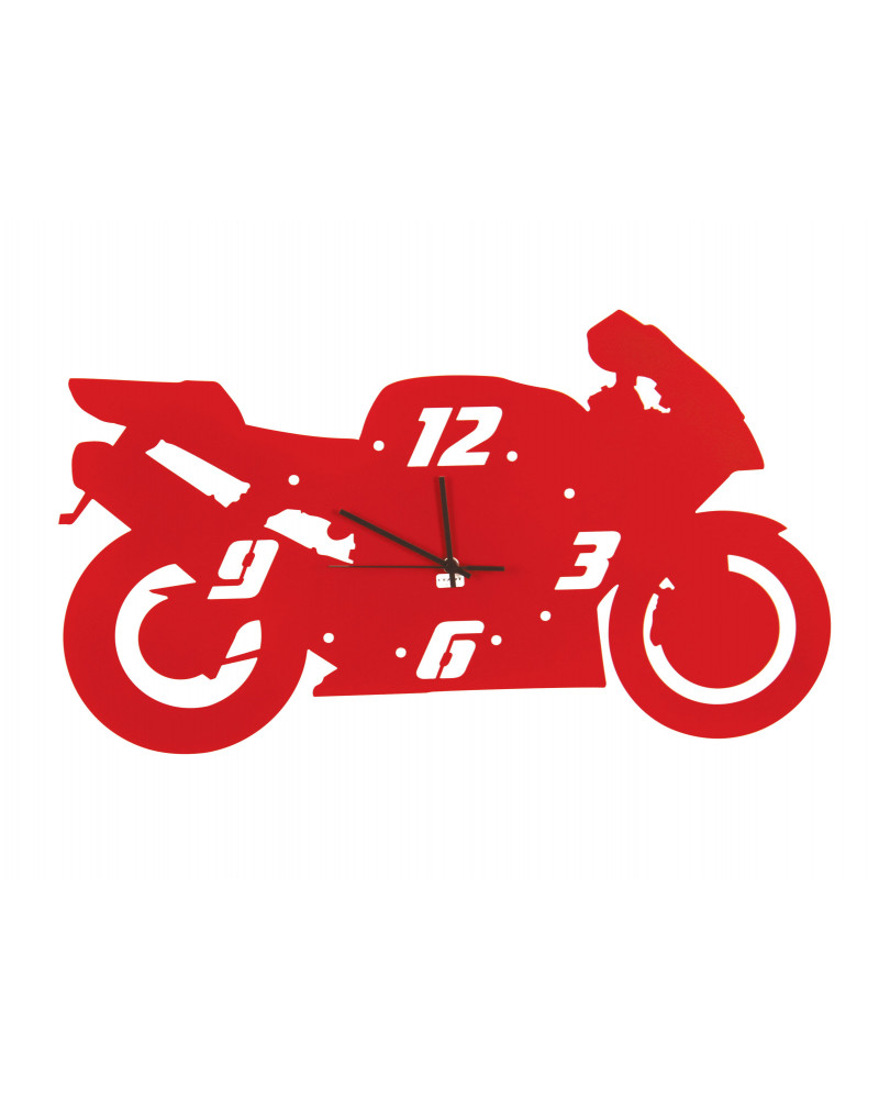 orologio da parete moderno a forma di moto colore rosso